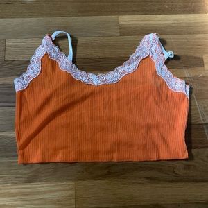 orange lace crop top